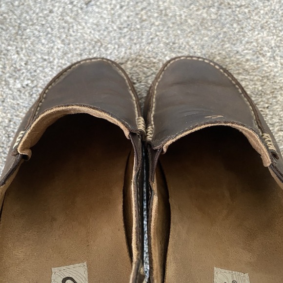 Olukai Moloa Slip On Shoes Men 10 EU 43 Brown Leather Loafer  Fold Down Heel - Picture 13 of 13